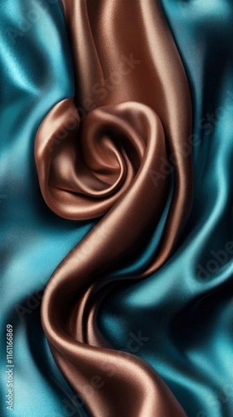 Obraz Abstract Swirling Teal and Bronze Silk Fabric Texture