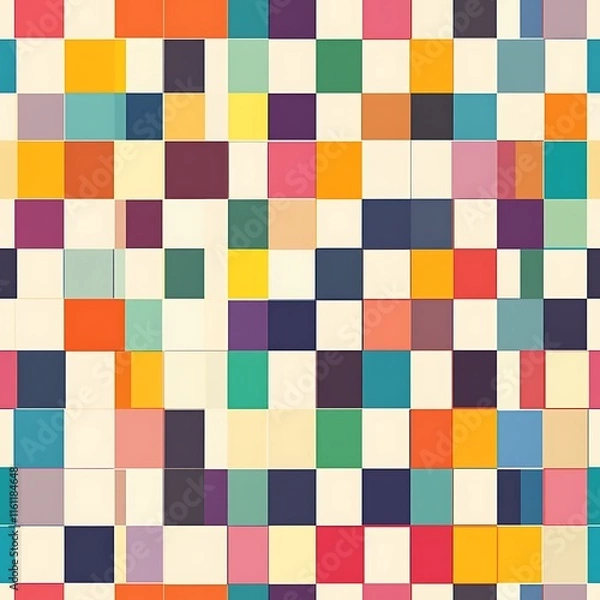Obraz Harmonious Checkerboard Grid Design with Multicolored Squares