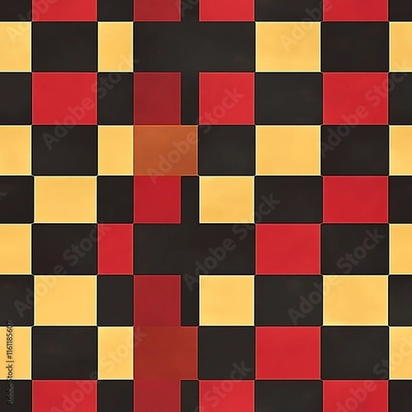 Fototapeta Visually Balanced Symmetrical Checkerboard Pattern in Bold Colors