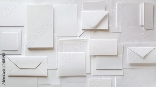 Fototapeta Blank business card mockup on white textured background 3d illustration 3d rendering card template