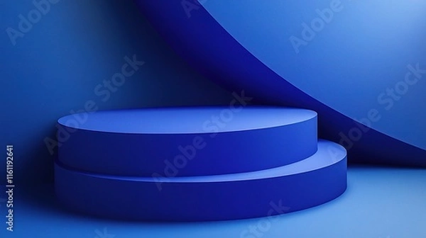 Fototapeta Elegant Blue Curved Shapes on a Soft Background for Modern Design
