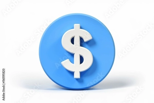 Fototapeta A white dollar sign icon on a blue circle.