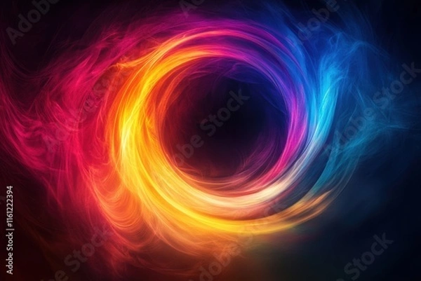 Fototapeta Dynamic abstract rings of light intersecting horizontally digital art vibrant color spectrum cosmic environment high-resolution conceptual visualization