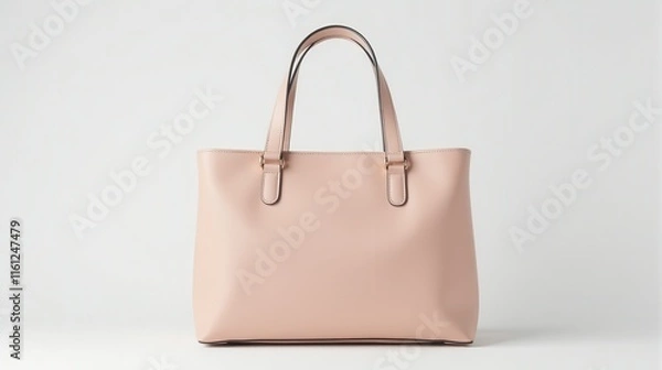 Obraz Elegant beige handbag with gold hardware displayed against a minimal white background, perfect for showcasing fashion and accessory details