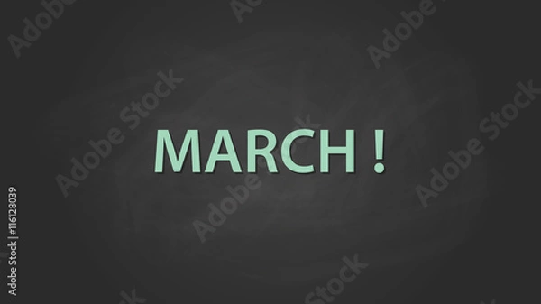 Fototapeta march month text written on the blackboard with chalk board effect vector graphic
