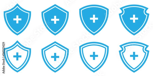 Fototapeta Healthcare Shield Icon with Plus Sign for Medical Use. Vector Illustration. EPS 10
