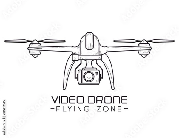 Fototapeta video drone technology isolated icon design, vector illustration  graphic 