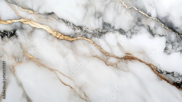 Fototapeta Close-up black and white marble texture with golden veins, elegant and luxurious background perfect for design projects.