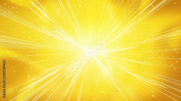 Fototapeta Yellow abstract background with light of sunburst. yellow starburst with halftone. sun ray retro background with flash