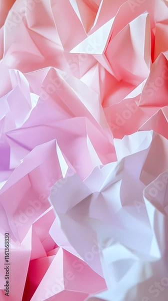 Fototapeta intricate abstract background featuring layered paper folds in soft pink and white hues creating a delicate, textured appearance