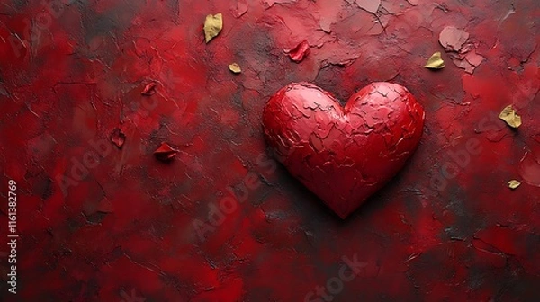 Obraz Red heart on a deep red surface


