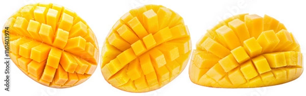 Fototapeta set of mango slices isolated on a white background
