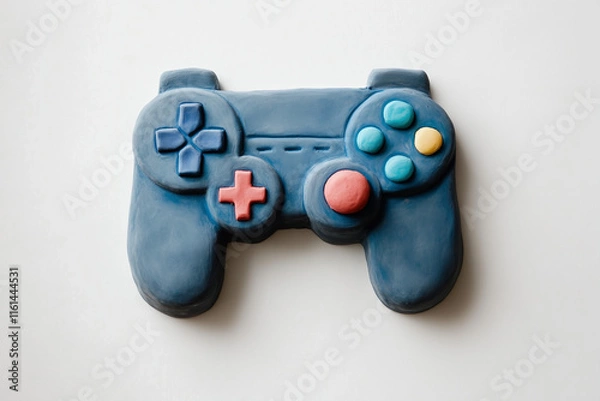 Fototapeta joystick controller made from Plasticine modeling clay isolated on white background