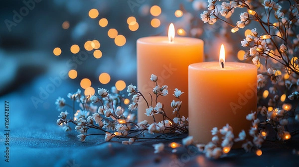 Fototapeta Candles on a dark background