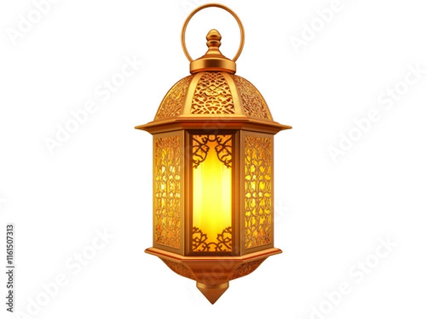 Fototapeta Gold metallic gold ramadan lantern isolated on transparent background.