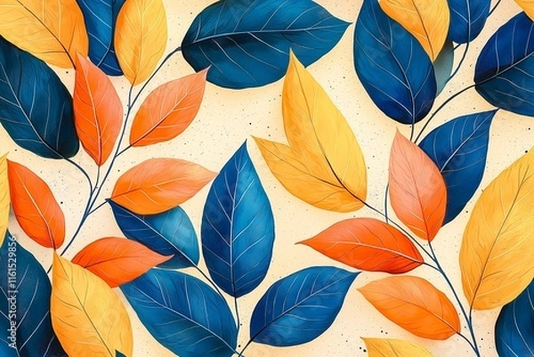Obraz Abstract Nature-Themed Pattern with Leaves