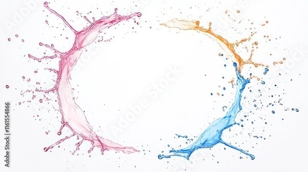 Fototapeta Vibrant Circle Splash Frame with Copy Space on White Background