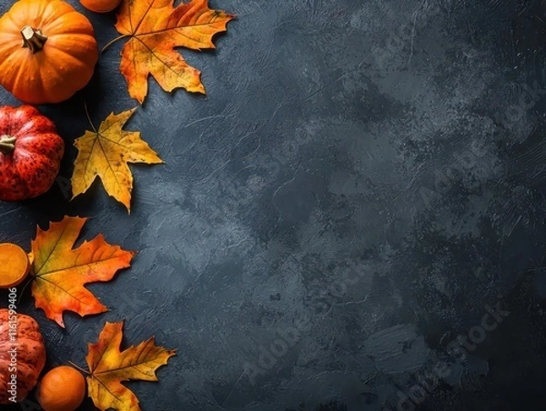 Fototapeta Fall-themed background for Thanksgiving Day with blank space for text
