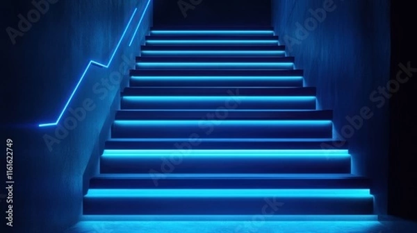 Fototapeta Motionless neon blue stripes for high-resolution backgrounds.
