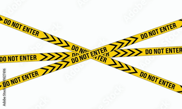 Fototapeta Do Not Enter yellow tape with bold chevron patterns, commonly used for warning, restricted access, and security zones. Ideal for construction sites, police barriers, or hazard areas in vector design.