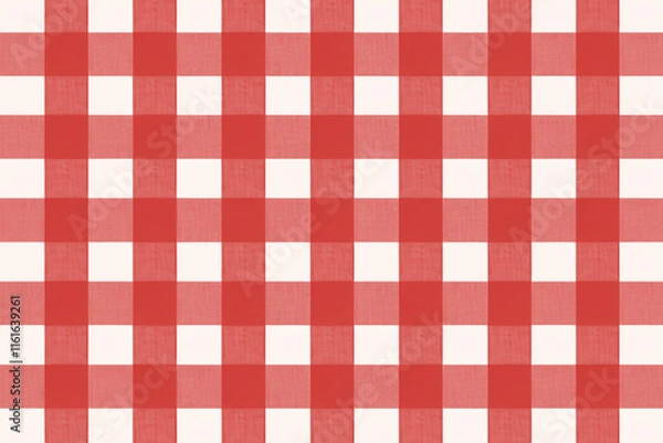 Fototapeta Red and white gingham checkered pattern background.	
