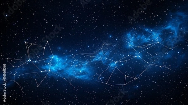 Fototapeta Celestial constellation network in nebula.