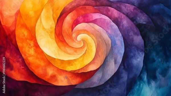 Fototapeta watercolor swirls ripple into glowing radiant abstract gradients., Generative AI