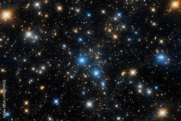 Obraz A cosmic void with endless energy streams and distant star clusters in motion.