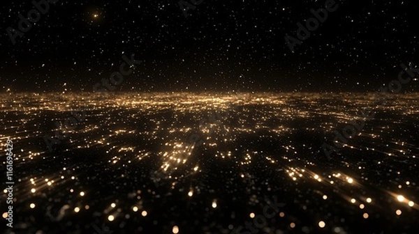 Obraz A dark, endless expanse filled with shimmering particles of light.