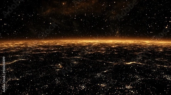 Obraz A dark, endless expanse filled with shimmering particles of light.