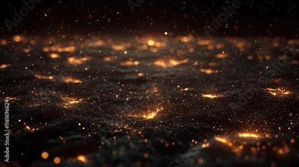 Obraz A dark, endless space filled with particles of glowing dust.