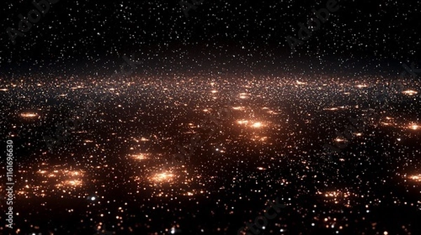 Obraz A dark, endless space filled with particles of glowing dust.