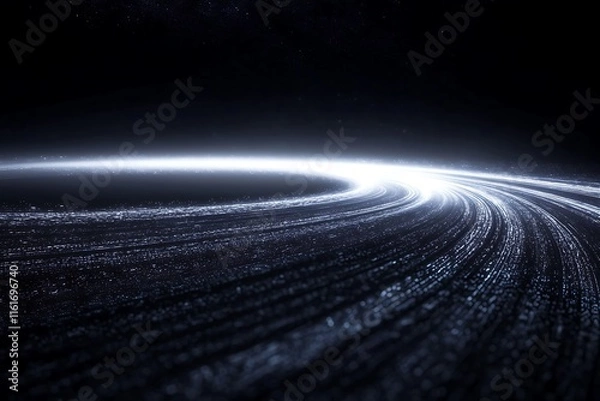Obraz A dark, endless space with a glowing ring expanding outward.