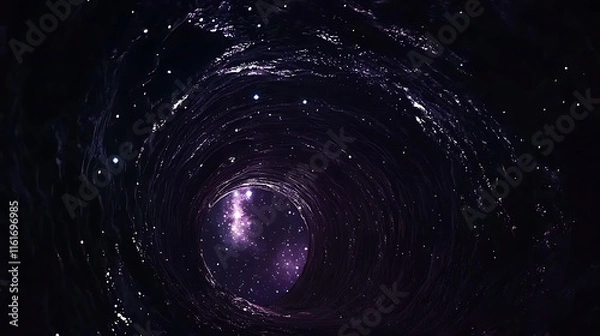 Obraz A dark, infinite tunnel with stars twinkling in the distance.