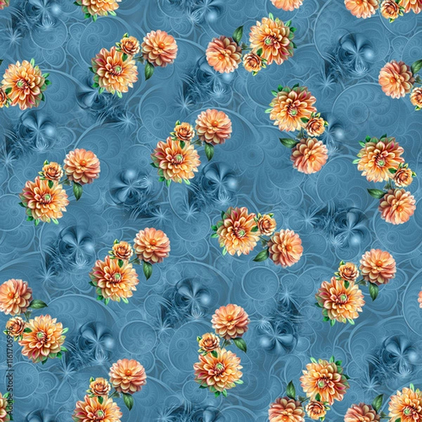 Fototapeta All over floral pattern. Design for digital print Seamless Background Floral Texture