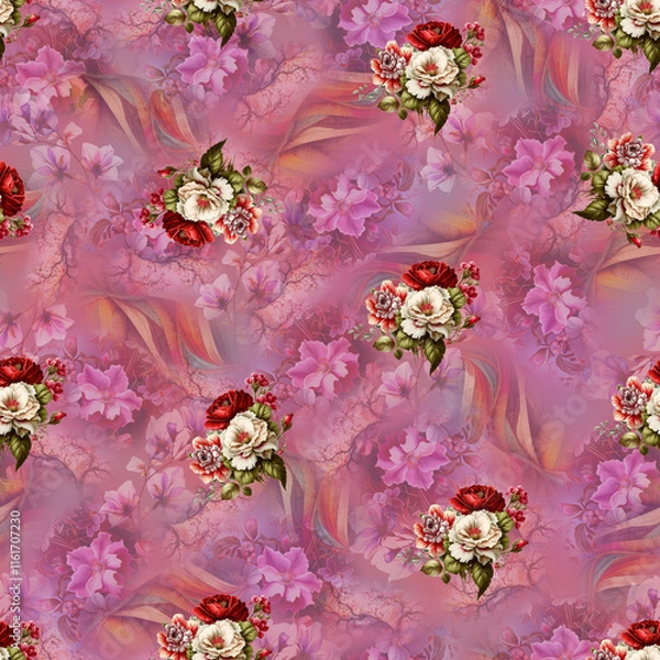 Fototapeta All over floral pattern. Design for digital print Seamless Background Floral Texture
