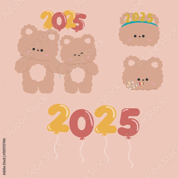 Obraz cute teddy bear new year