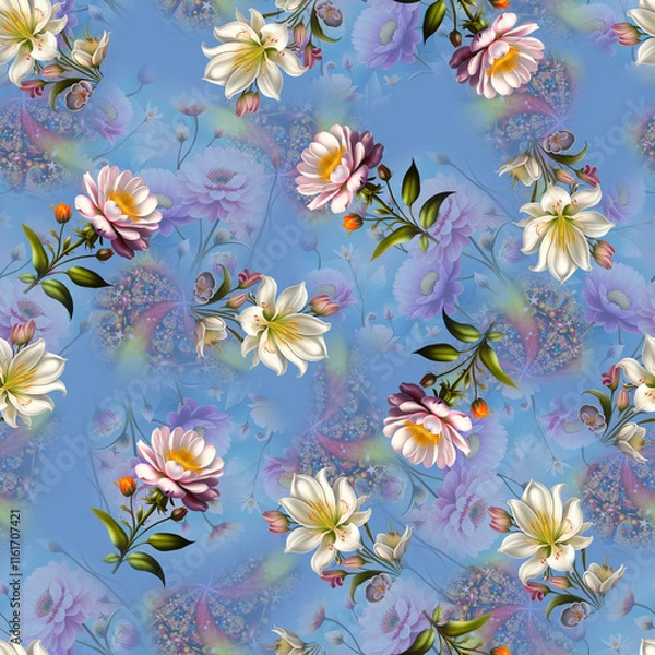 Fototapeta Digital textile print patterns floral ethnic geometric pattern ikat pattern allover pattern for print