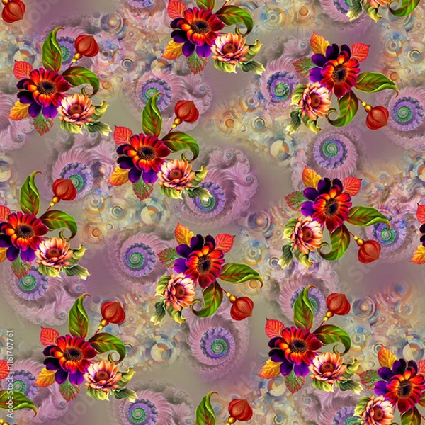 Fototapeta Digital textile print patterns floral ethnic geometric pattern ikat pattern allover pattern for print
