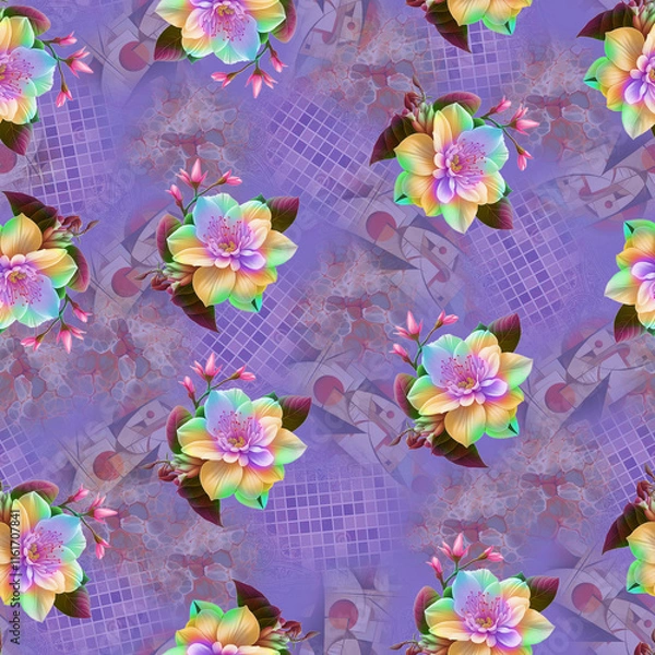 Fototapeta Digital textile print patterns floral ethnic geometric pattern ikat pattern allover pattern for print