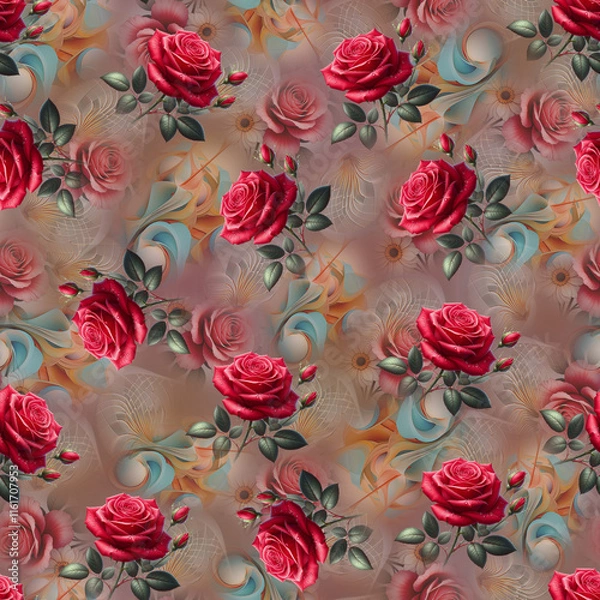 Fototapeta Digital textile print patterns floral ethnic geometric pattern ikat pattern allover pattern for print