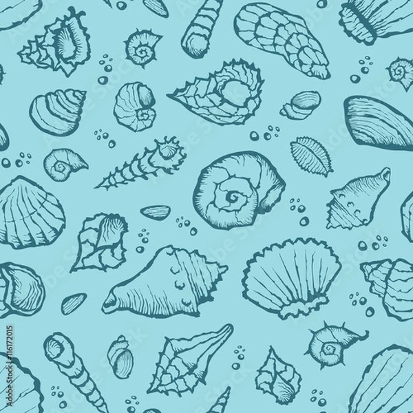 Fototapeta  seamless summer shell pattern