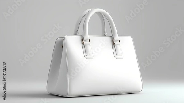 Fototapeta Elegant white handbag display fashion accessories minimalist studio soft lighting stylish presentation contemporary design inspiration