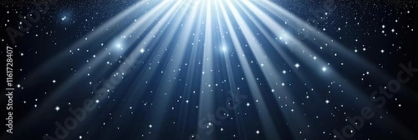 Fototapeta Luxurious Dark Blue Backdrop with Magical Floating White Particles