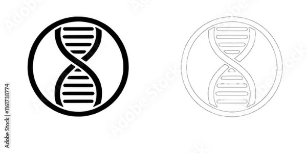 Fototapeta DNA Double Helix Icons:  Black and White Vector Graphics 