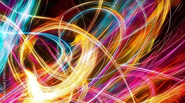 Obraz A colorful, abstract painting with many different colored lines and shapes