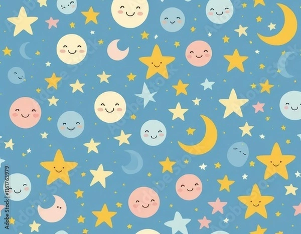 Fototapeta seamless pattern with moons and stars