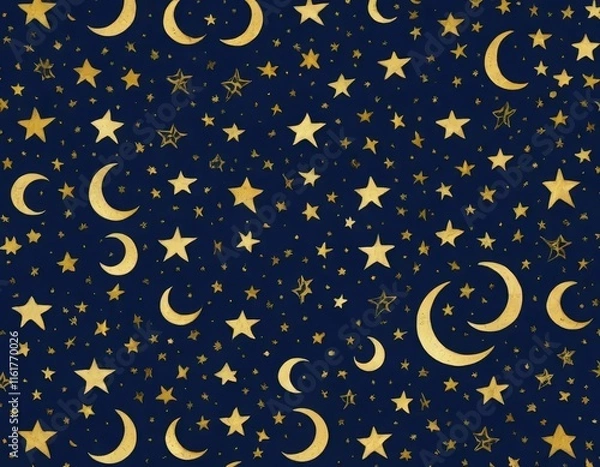 Fototapeta seamless pattern with stars and moons