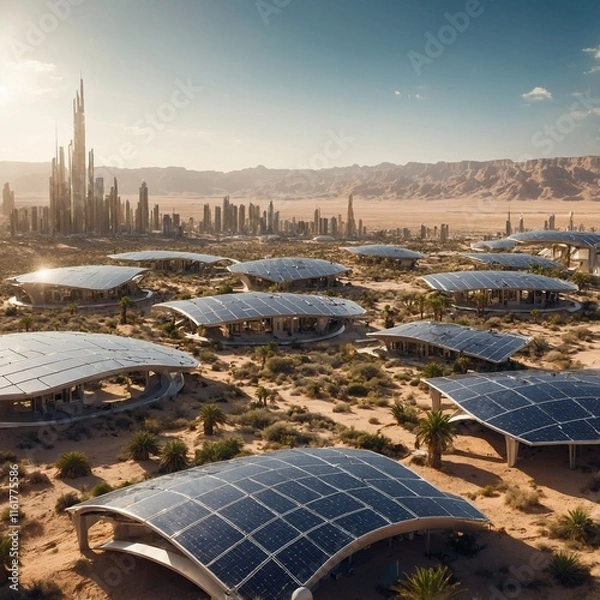 Obraz future sunset in the city