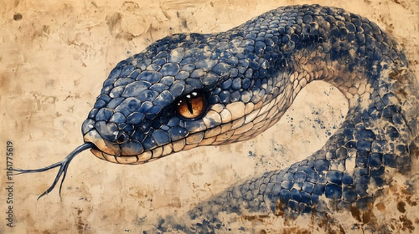 Obraz 푸른 뱀 Blue Snake